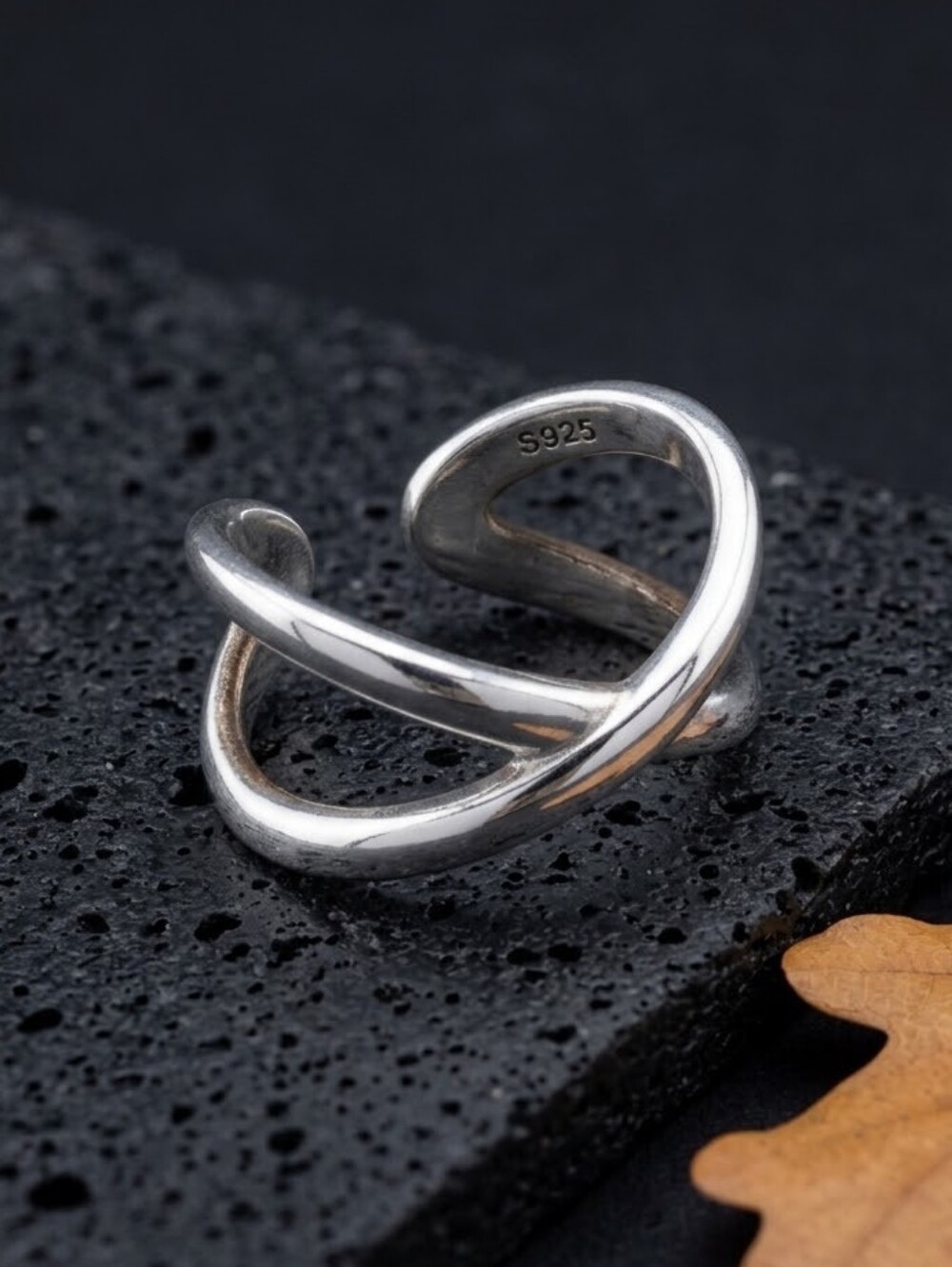 Criss Cross X Ring Adjustable Crossover Band 925 Sterling Silver Minimalist